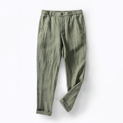 Men’s Linen Blend Pants - Relaxed Fit - Elastic Waistband with Drawstring - Breathable