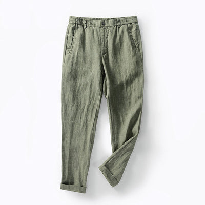 Men’s Linen Blend Pants - Relaxed Fit - Elastic Waistband with Drawstring - Breathable