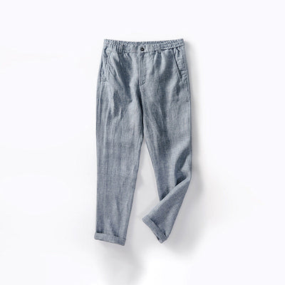 Men’s Linen Blend Pants - Relaxed Fit - Elastic Waistband with Drawstring - Breathable