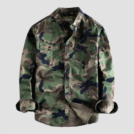 Men's camouflage shirt with double pockets