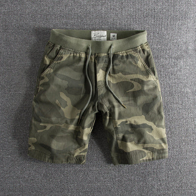 Men’s Casual Shorts - Camouflage Pattern - Elastic Waistband - Mid-Length with Pockets