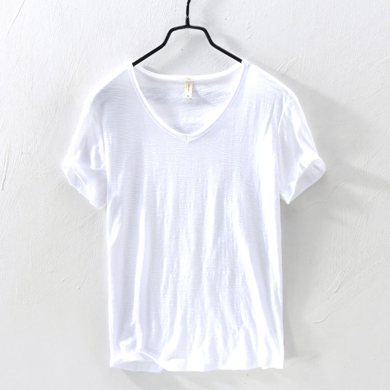 Men’s V-Neck T-Shirt - 100% Cotton - Short Sleeve Relaxed Fit - Soft & Breathable