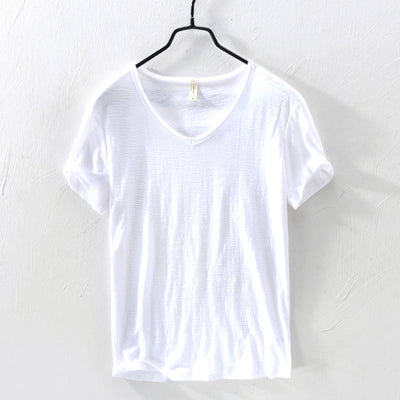 Men’s V-Neck T-Shirt - 100% Cotton - Short Sleeve Relaxed Fit - Soft & Breathable