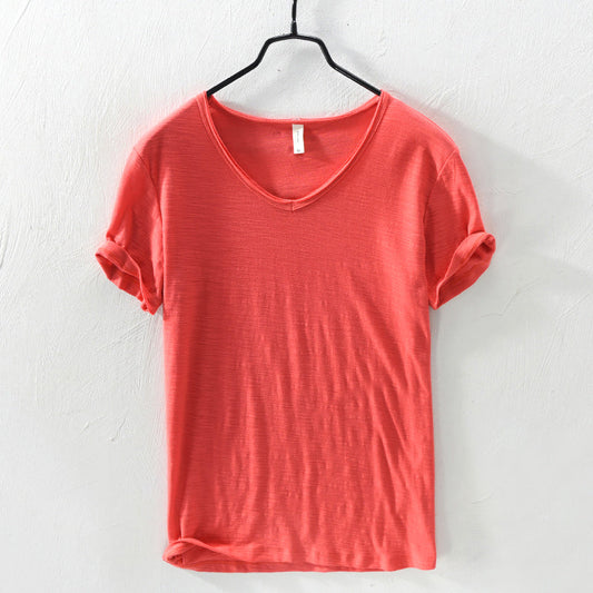 Men’s V-Neck T-Shirt - 100% Cotton - Short Sleeve Relaxed Fit - Soft & Breathable