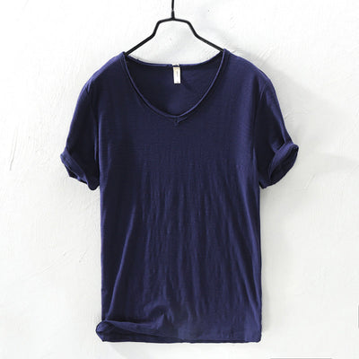 Men’s V-Neck T-Shirt - 100% Cotton - Short Sleeve Relaxed Fit - Soft & Breathable