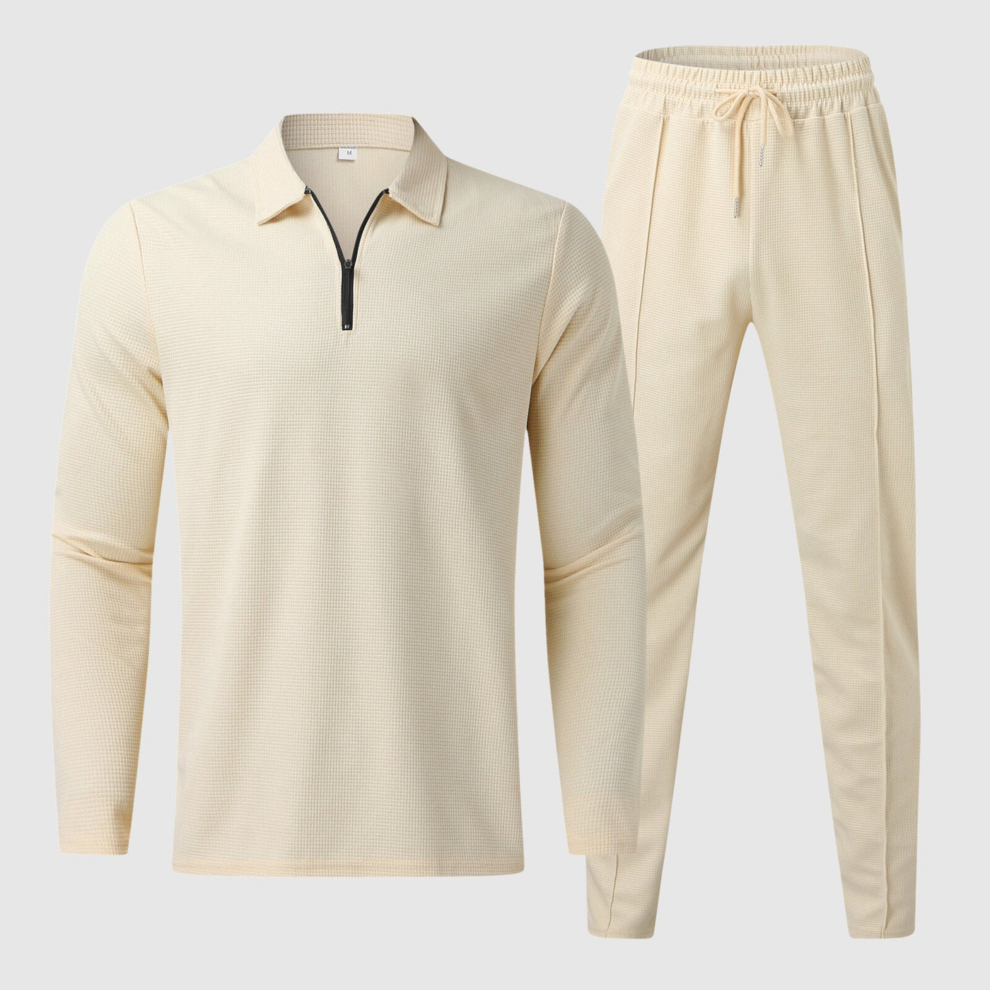 Men’s Lounge Set – Quarter-Zip Collar Top – Elastic Waist Pants – Breathable Fabric