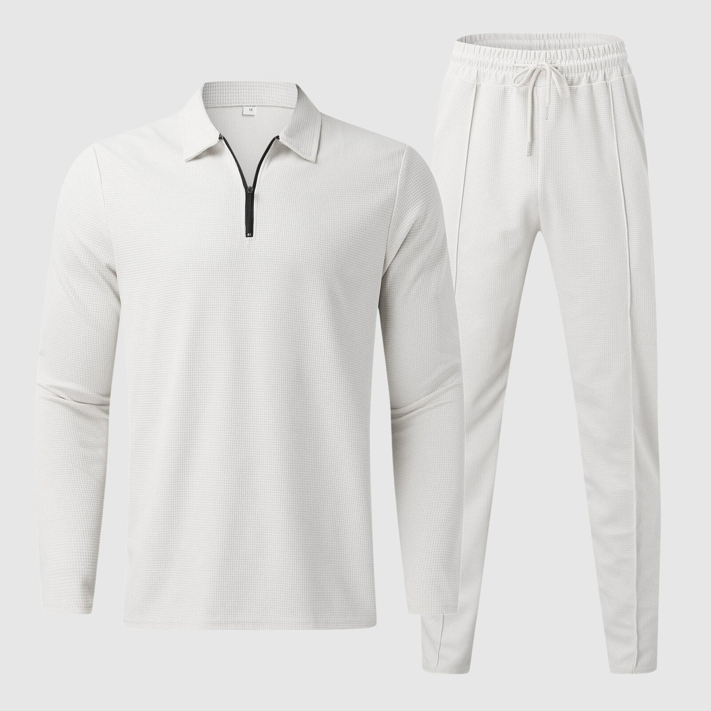 Men’s Lounge Set – Quarter-Zip Collar Top – Elastic Waist Pants – Breathable Fabric