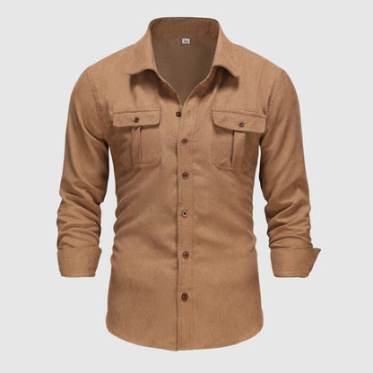 Men's work shirt with epaulettes and buckle