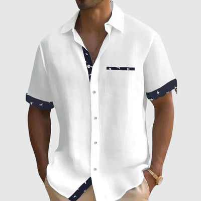 Men's short-sleeve shirt with check pattern for vacation