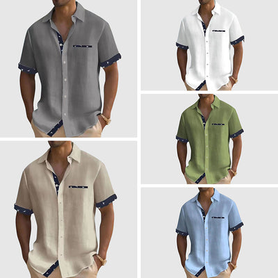 Men's short-sleeve shirt with check pattern for vacation