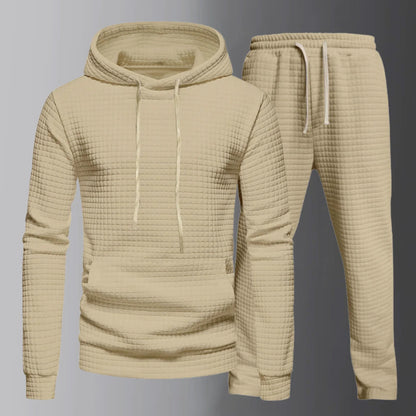 Men's sweatshirt with hood, drawstring, and matching pants