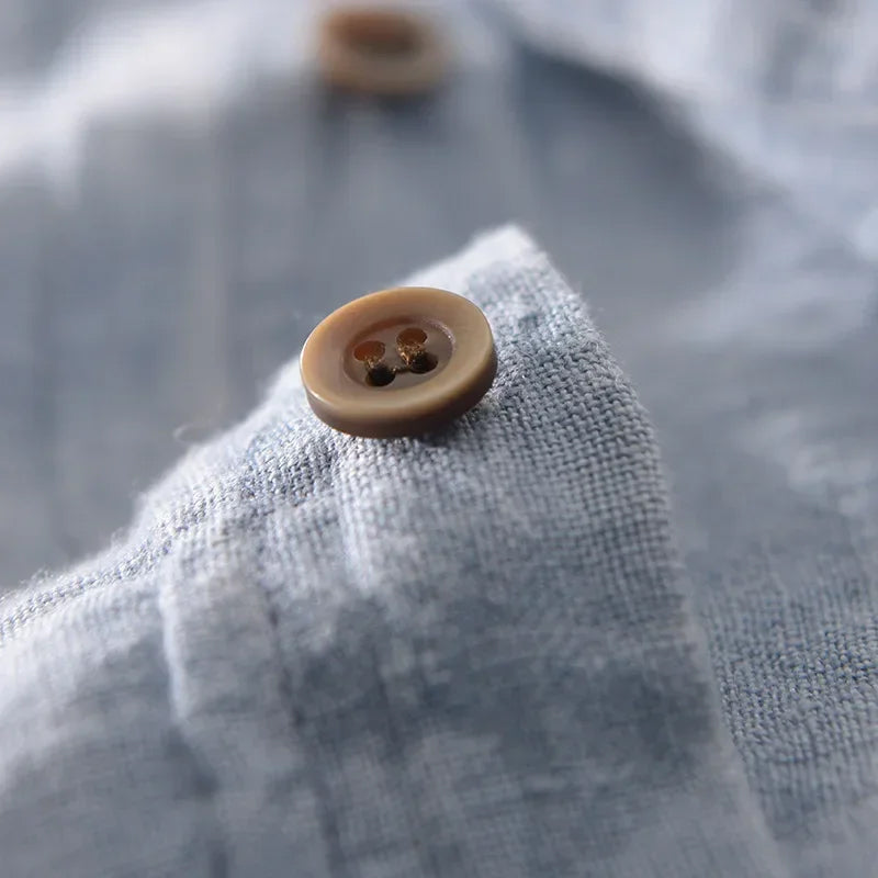 Men’s Linen Shirt - Breathable Lightweight Fabric - Short Sleeve Button-Up Casual Wear