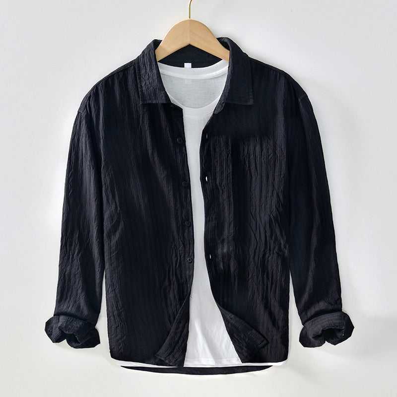 Men’s Button-Up Shirt - Regular Fit - Long Sleeve Breathable Casual Wear