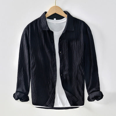 Men’s Button-Up Shirt - Regular Fit - Long Sleeve Breathable Casual Wear