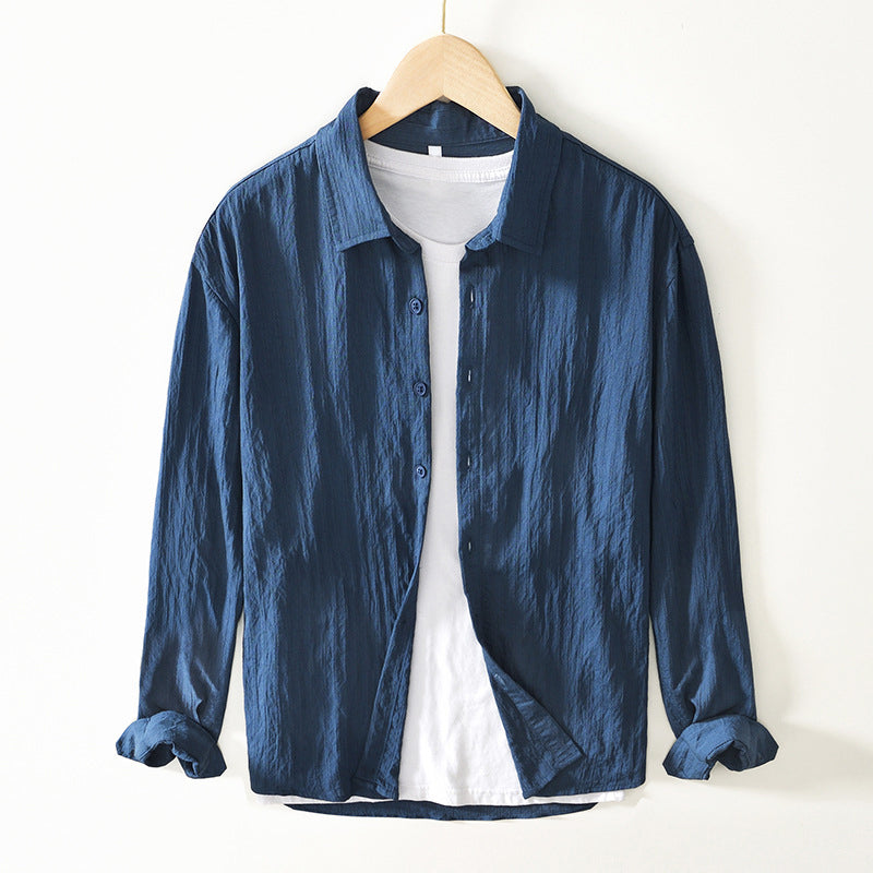 Men’s Button-Up Shirt - Regular Fit - Long Sleeve Breathable Casual Wear