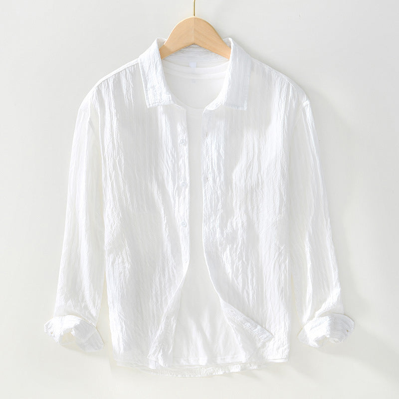Men’s Button-Up Shirt - Regular Fit - Long Sleeve Breathable Casual Wear