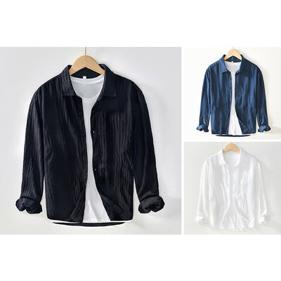 Men’s Button-Up Shirt - Regular Fit - Long Sleeve Breathable Casual Wear