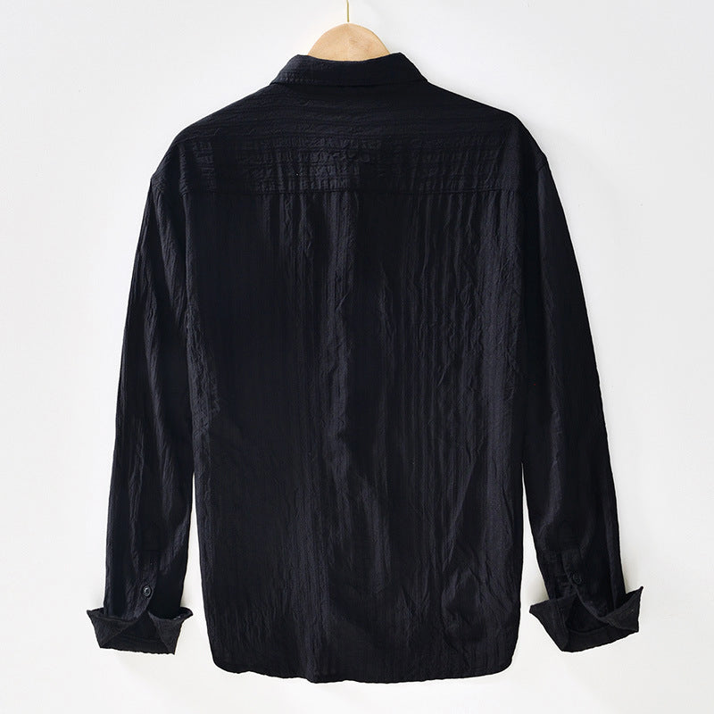 Men’s Button-Up Shirt - Regular Fit - Long Sleeve Breathable Casual Wear
