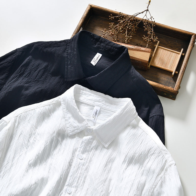 Men’s Button-Up Shirt - Regular Fit - Long Sleeve Breathable Casual Wear
