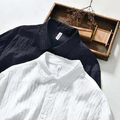 Men’s Button-Up Shirt - Regular Fit - Long Sleeve Breathable Casual Wear