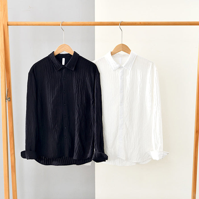Men’s Button-Up Shirt - Regular Fit - Long Sleeve Breathable Casual Wear
