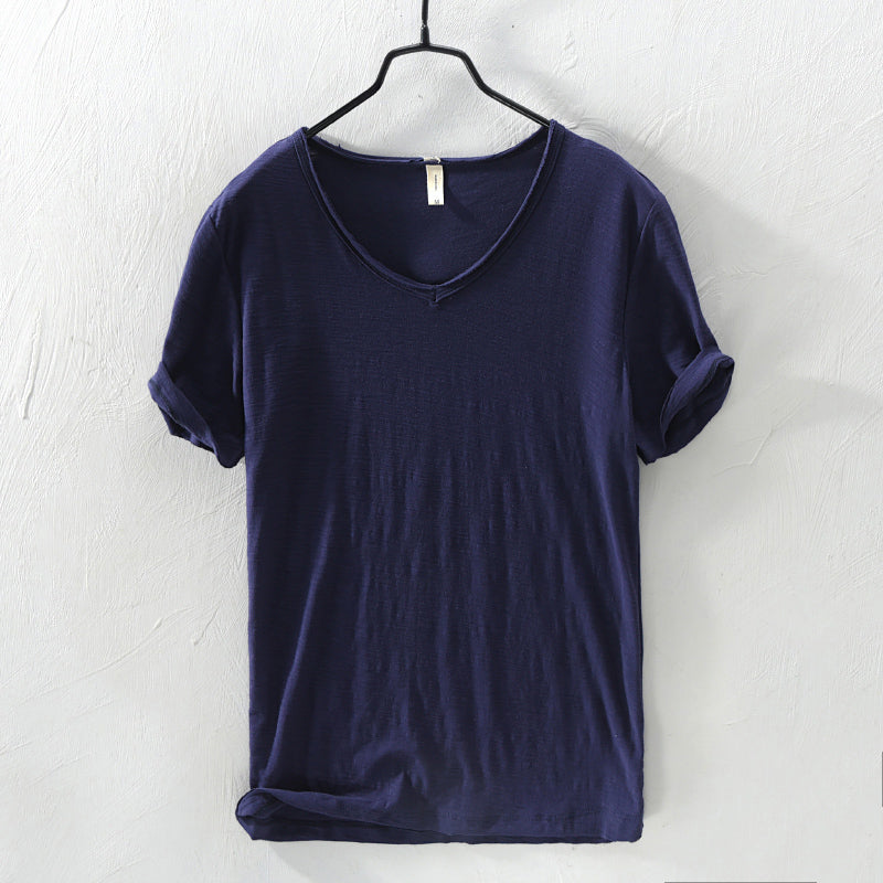 Men’s V-Neck T-Shirt - 100% Cotton - Regular Fit - Short Sleeve Casual Wear