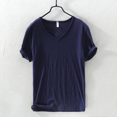 Men’s V-Neck T-Shirt - 100% Cotton - Regular Fit - Short Sleeve Casual Wear