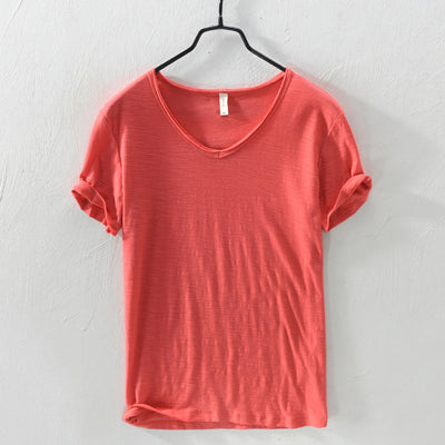 Men’s V-Neck T-Shirt - 100% Cotton - Regular Fit - Short Sleeve Casual Wear