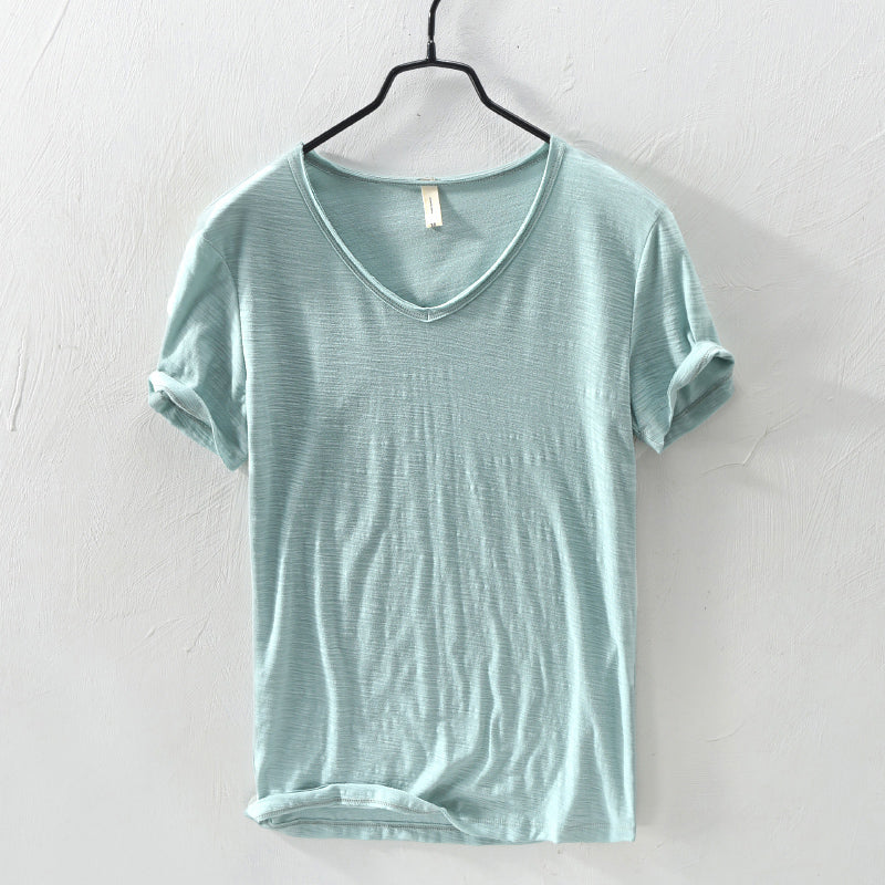 Men’s V-Neck T-Shirt - 100% Cotton - Regular Fit - Short Sleeve Casual Wear