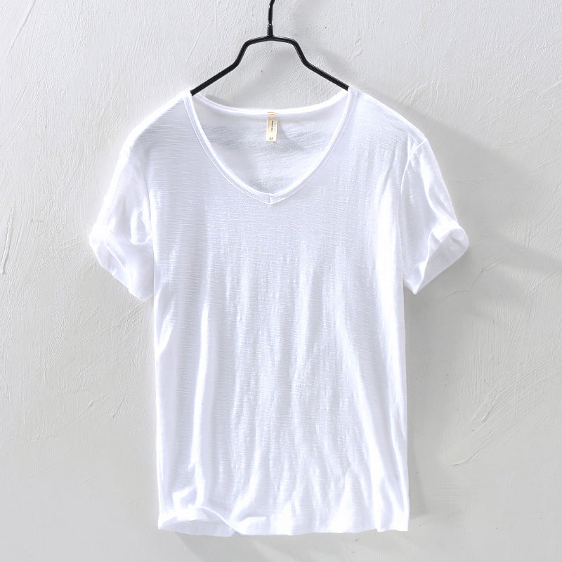 Men’s V-Neck T-Shirt - 100% Cotton - Regular Fit - Short Sleeve Casual Wear