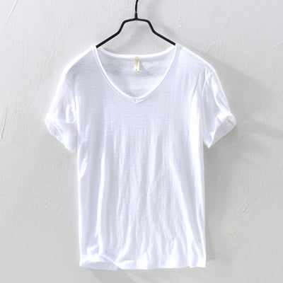 Men’s V-Neck T-Shirt - 100% Cotton - Regular Fit - Short Sleeve Casual Wear