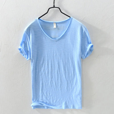 Men’s V-Neck T-Shirt - 100% Cotton - Regular Fit - Short Sleeve Casual Wear