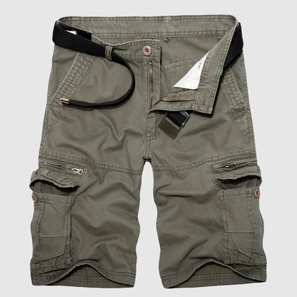 Men's Cargo Shorts - 100% Cotton - Relaxed Fit - Multi-Pocket Utility Design