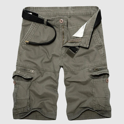 Men's Cargo Shorts - 100% Cotton - Relaxed Fit - Multi-Pocket Utility Design