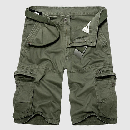 Men's Cargo Shorts - 100% Cotton - Relaxed Fit - Multi-Pocket Utility Design