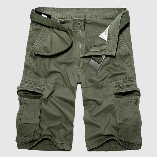 Men's Cargo Shorts - 100% Cotton - Relaxed Fit - Multi-Pocket Utility Design