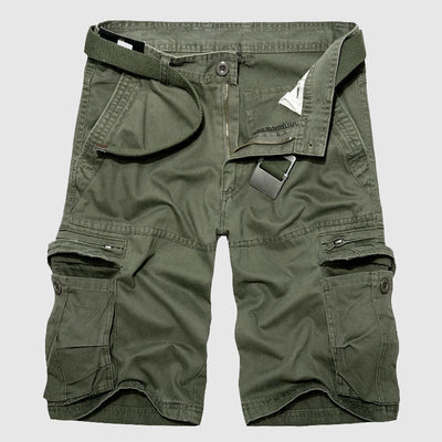 Men's Cargo Shorts - 100% Cotton - Relaxed Fit - Multi-Pocket Utility Design