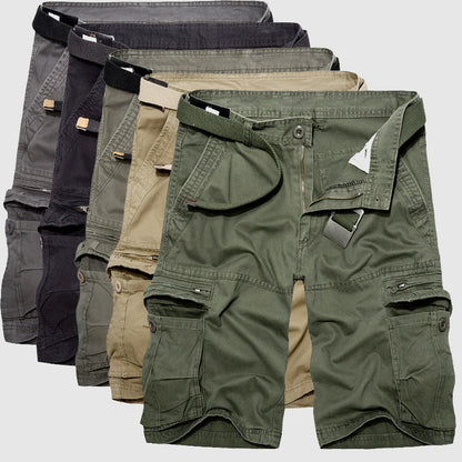 Men's Cargo Shorts - 100% Cotton - Relaxed Fit - Multi-Pocket Utility Design