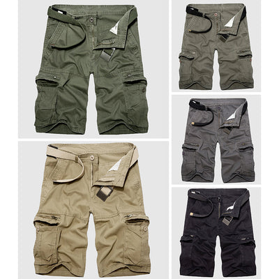 Men's Cargo Shorts - 100% Cotton - Relaxed Fit - Multi-Pocket Utility Design