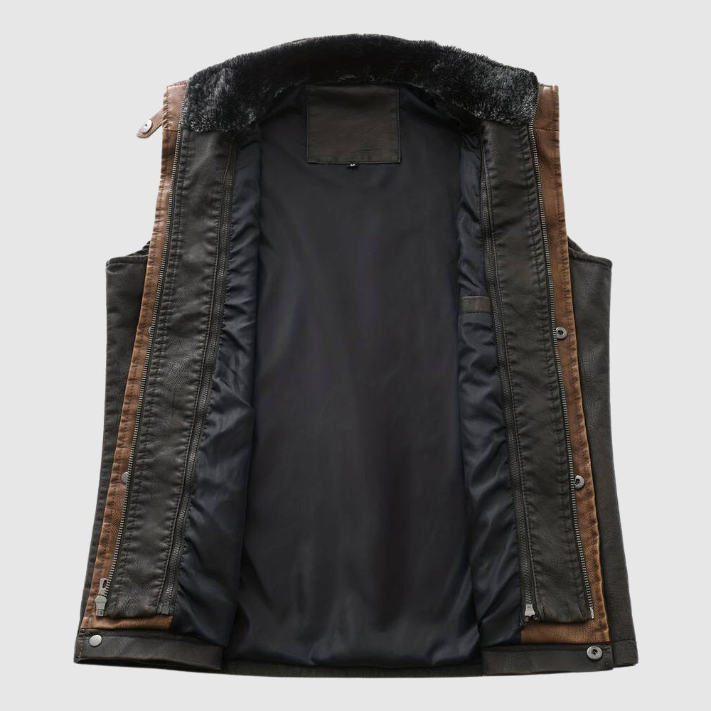 Retro men's PU leather vest