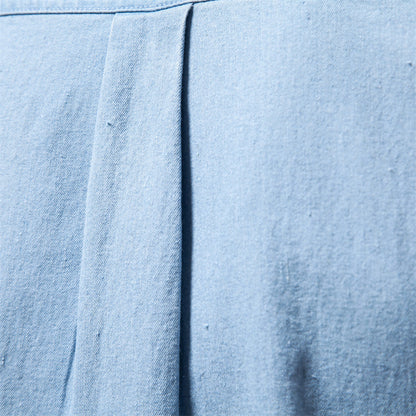 Men’s Denim Shirt - Button-Down - Long Sleeve - Tailored Fit - Chest Pockets