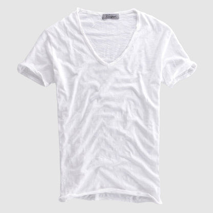 Men’s V-Neck T-Shirt - 100% Cotton - Short Sleeve Casual Wear - Soft & Breathable