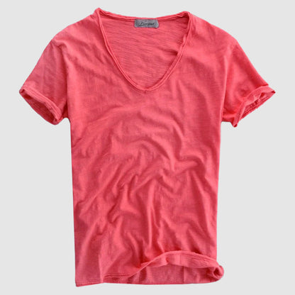 Men’s V-Neck T-Shirt - 100% Cotton - Short Sleeve Casual Wear - Soft & Breathable