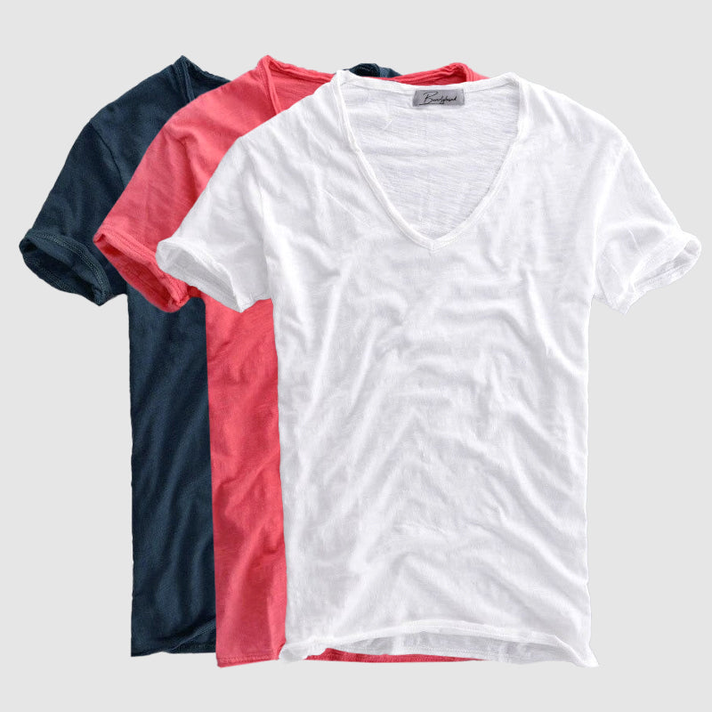 Men’s V-Neck T-Shirt - 100% Cotton - Short Sleeve Casual Wear - Soft & Breathable