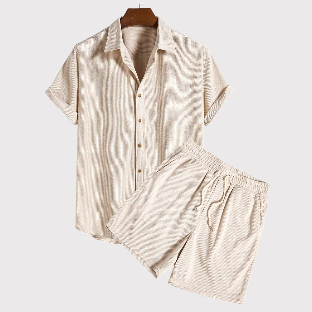 Men's casual corduroy beach outfit set