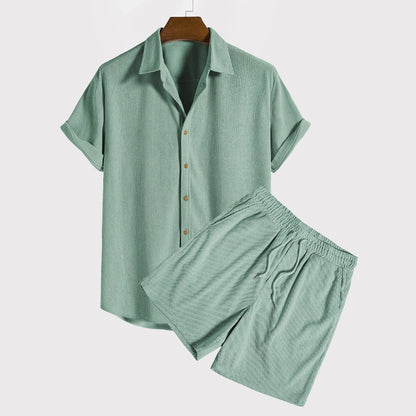 Men's casual corduroy beach outfit set