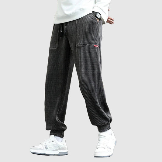 Men's corduroy jogging pants with cuffs