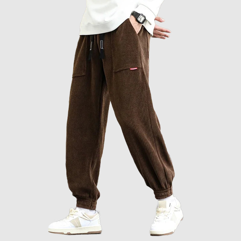 Men's corduroy jogging pants with cuffs