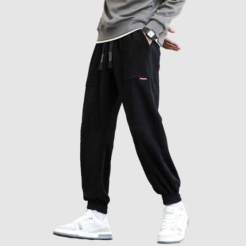 Men's corduroy jogging pants with cuffs