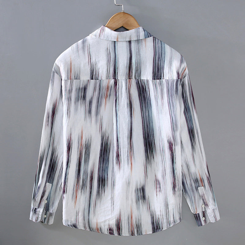 Men's abstract print long-sleeve shirt